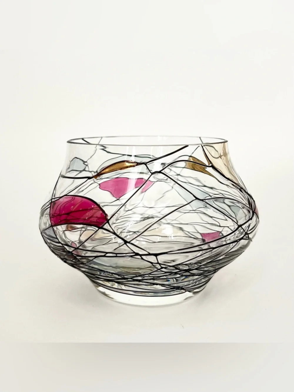 PartyLite Glass Tealight Candle Holder Tiffany Mondrian Inspired Delicate Art - Picture 2 of 7